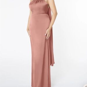 Azazie Pink Asymmetrical One-Shoulder Wedding Gown/bridesmaid dress